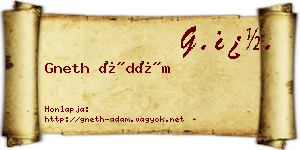 Gneth Ádám névjegykártya